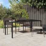 Torana - table de pour repas noir 190 x 90 x 75 cm poly rotin