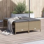 Torana - tabourets de avec coussins lot de 4 beige résine tressée Torana - tabourets de avec coussins lot de 4 beige résine tressée