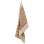 Torchon en coton et lin � rayures marron brun 50x70 cm