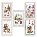 Torchons de cuisine de nol ? set 5 pices 50x70 cm ? torchons dcoratifs en coton avec boutonnire ? ...