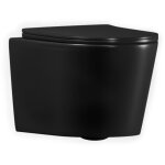 Tornado rimless wc suspendu 53, 5 cm sans bride avec abattant softclose, effet tornado flush, noir mat ...