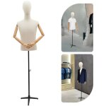 Torse de mannequin masculin avec t�te, corps de mannequin masculin avec bras en bois massif, mannequin ...