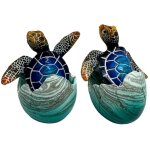 Tortue miniature d�corative en r�sine bleue, id�ale pour une d�coration classique ou comme objet de collection ...