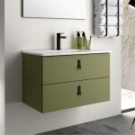Toscohome - armoire de toilette suspendue 2 tiroirs vert olive 60x45x48h cm - vitty