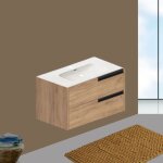 Toscohome - armoire de toilette murale 80 cm avec tiroirs couleur ch�ne miel - former