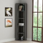 Toscohome - bibliothque d'angle avec tagres couleur anthracite 34x161h cm - nati