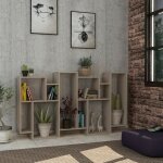 Toscohome - bibliothque horizontale double face 96x168, 5h cm gris tourterelle - karmato