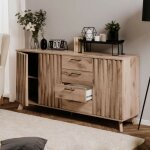 Toscohome - buffet 175 cm avec 3 portes et 4 tiroirs coloris chne - wellington51a