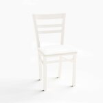 Chaise en bois blanc mat avec assise rembourrée Chaise en bois blanc mat avec assise rembourrée