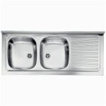 Evier à poser en inox avec 2 cuves et égouttoir droit 120x50 cm - mondy Evier à poser en inox avec 2 cuves et égouttoir droit 120x50 cm - mondy