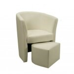 Toscohome - fauteuil en simili - cuir ivoire avec pouf amovible - pegasus