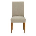 Housse de chaise en tissu élastique beige troya Housse de chaise en tissu élastique beige troya