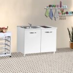Kitchenette avec vier et plaque de cuisson vitrocramique 2 portes couleur mlze blanc 120x60x85h cm ...