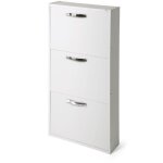 Meuble  chaussures avec 3 portes gain de place en frne blanc 65x15x108h cm - serena