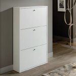 Toscohome - meuble � chaussures gain de place avec 3 portes battantes en blanc mat 68x110h cm - virginia ...