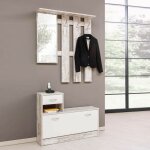 Toscohome - meuble d'entre 100x180h cm avec miroir et portemanteau en blanc us - rudolf
