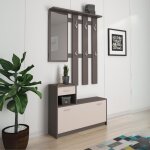 Toscohome - meuble d'entr�e avec porte - chaussures en gris cobalt et cachemire 100x190h cm - rudolf