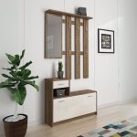 Toscohome - meuble d'entr�e avec porte - chaussures en noyer eastwood et spatule 100x190h cm - rudolf ...