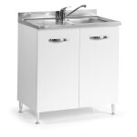 Meuble sous évier avec deux portes en frêne blanc 80x85h cm Meuble sous évier avec deux portes en frêne blanc 80x85h cm
