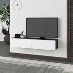 Toscohome - meuble tv suspendu 135cm avec portes battantes anthracite et blanc - francy Toscohome - meuble tv suspendu 135cm avec portes battantes anthracite et blanc - francy