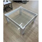 Toscohome - table basse 88, 5x81 cm blanche avec double plateau en verre - homy Toscohome - table basse 88, 5x81 cm blanche avec double plateau en verre - homy