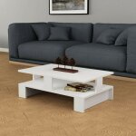 Toscohome - table basse avec double plateau en blanc 80x50 cm - mansu Toscohome - table basse avec double plateau en blanc 80x50 cm - mansu