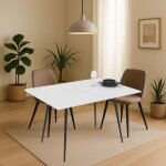 Table blanche à rallonge et pivotante avec pieds noirs 90x60x75h cm - silvo Table blanche à rallonge et pivotante avec pieds noirs 90x60x75h cm - silvo