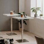 Toscohome - table haute carrée 70x70 cm plateau blanc et base chromée Toscohome - table haute carrée 70x70 cm plateau blanc et base chromée