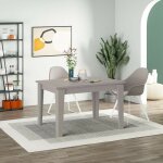 Toscohome - table  rallonge 120x80 cm gris tourterelle clair moka - megaron