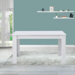 Toscohome - table rectangulaire blanche  rallonge 140x90 cm - tony
