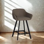 Toscohome - tabouret avec assise tapisse gris tourterelle et pieds en mtal noir - rory