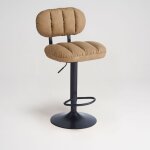Toscohome - tabouret de bar en simili cuir couleur camel et pied en métal noir - roxen Toscohome - tabouret de bar en simili cuir couleur camel et pied en métal noir - roxen
