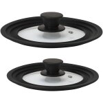 Totalid 2 couvercles universel pole  frire casseroles 16 - 18 - 20 / 24 - 26 - 28 verre silicon transparent ...