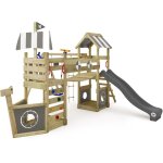 Tour de jeux en bois stormflyer avec balanoire et toboggan, cabane avec bac  sable, chelle de corde ...