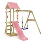 Wickey - tour de jeux en bois tinywave avec balan�oire et toboggan, tour d'escalade avec bac � sable, ...