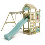 Tour de jeux disney adventure avec balanoire et toboggan, tour avec toit en bois, bac  sable, chelle ...