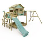 Tour de jeux disney quest avec balanoire et toboggan, maisonnette sur pilotis avec bac  sable, chelle ...