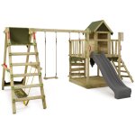 Tour de jeux portique d'escalade jazzyjungle avec surfswing & toboggan, cabane de jeu avec bac  sable, ...
