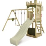 Tour de jeux portique d'escalade treasuretower avec balanoire et toboggan, tour d'escalade avec bac ...