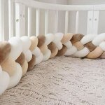Tour de lit 2m b�b� coussin serpent velours berceau pare - chocs tress� b�b� lit bumper nou�, blanc + ...