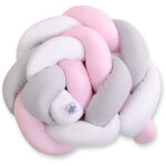 Tour de lit tress� - blanc, gris et rose