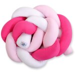 Tour de lit tress� - blanc - rose - rose fonc�