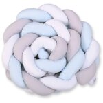 Tour de lit tress� xxl - blanc, gris et bleu