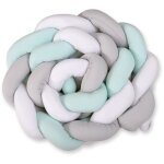 Tour de lit tress xxl - blanc - gris - menthe