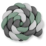 Tour de lit tress xxl - sauge - gris - anthracite