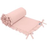 Tour de lit b�b� � volants en coton rose poudr� ? longueur 165 cm ? garniture hypoallerg�nique ? fixation ...