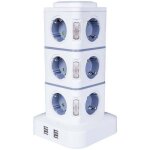 Tour multiprise, 12 prises multiprise electrique (2500w / 10a) avec 4 ports usb, multi prises �lectriques ...