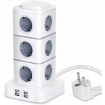 Tour multiprise, 12 prises multiprise electrique (2500w / 10a) avec 4 ports usb, multi prises �lectriques ...