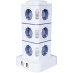 Tour multiprise, 12 prises multiprise electrique (2500w / 10a) avec 4 ports usb, multi prises �lectriques ...