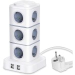Tour multiprise, 12 prises multiprise electrique (2500w / 10a) avec 4 ports usb, multi prises �lectriques ...